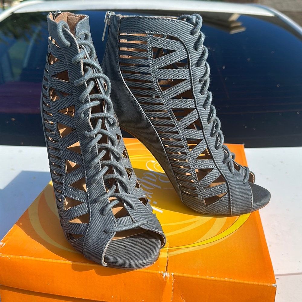 Denim heels
